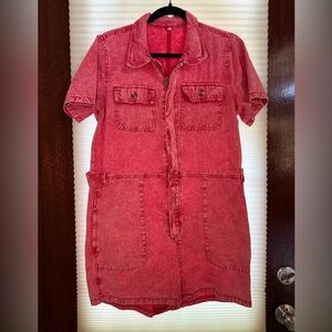 Source Unknown Pink Denim Romper Size M